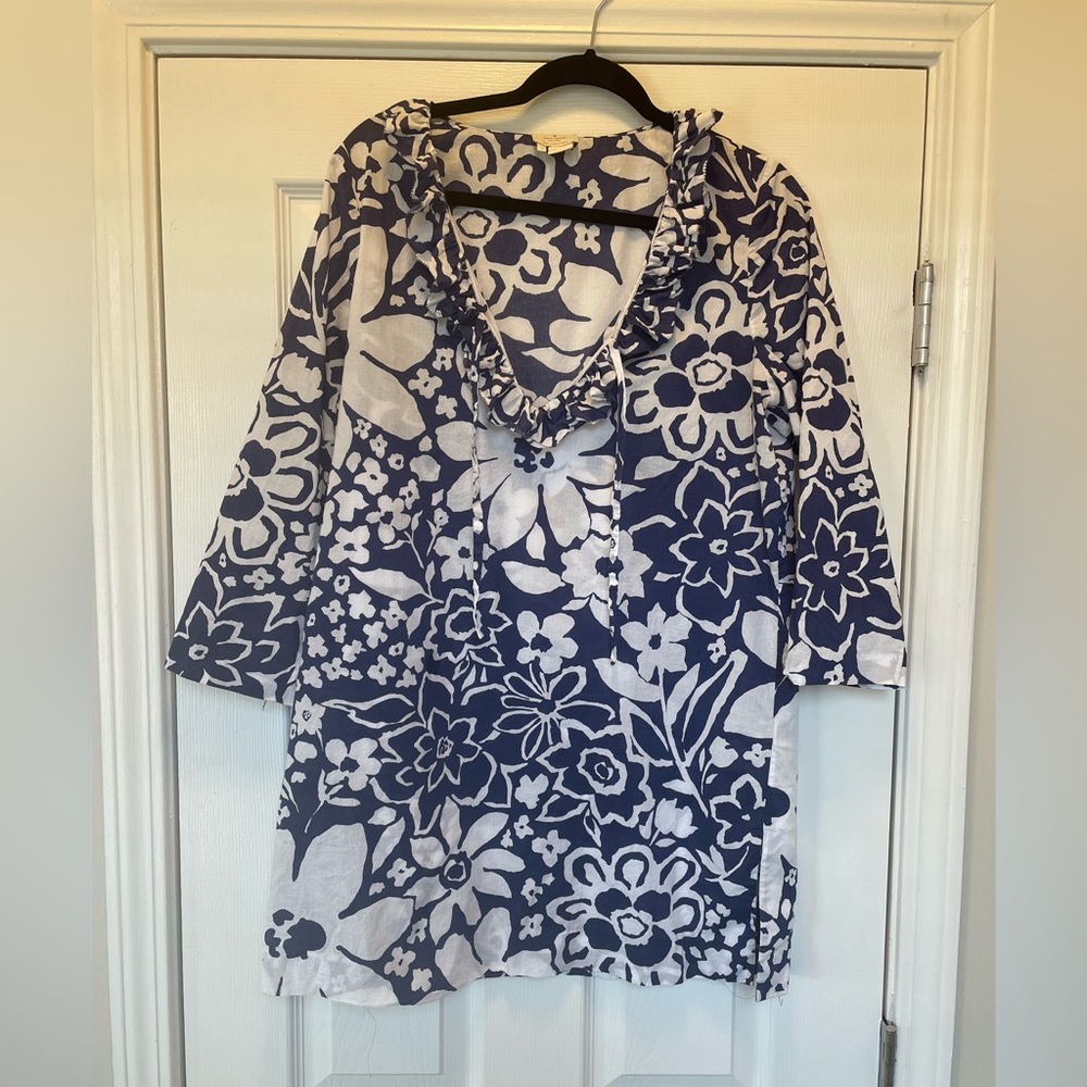 Kate Spade Navy Blue Floral Coverup Size 12